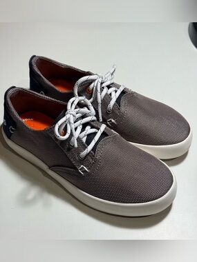 Sperry Kids Gray Knit Lace-Up Sneakers with White Soles